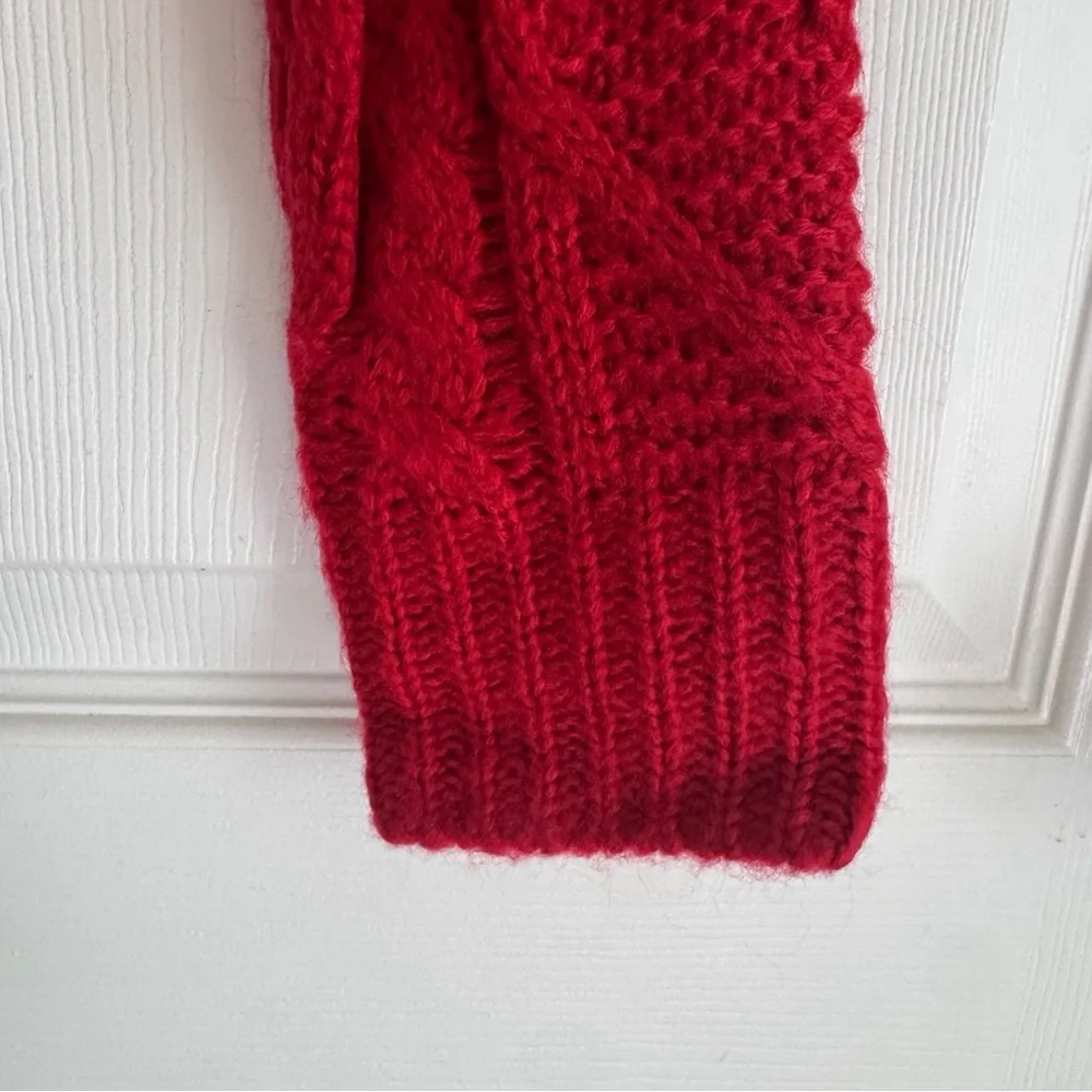 Pink Lily Red Cable Knit Chunky Turtleneck Sweater Women’s Size Small